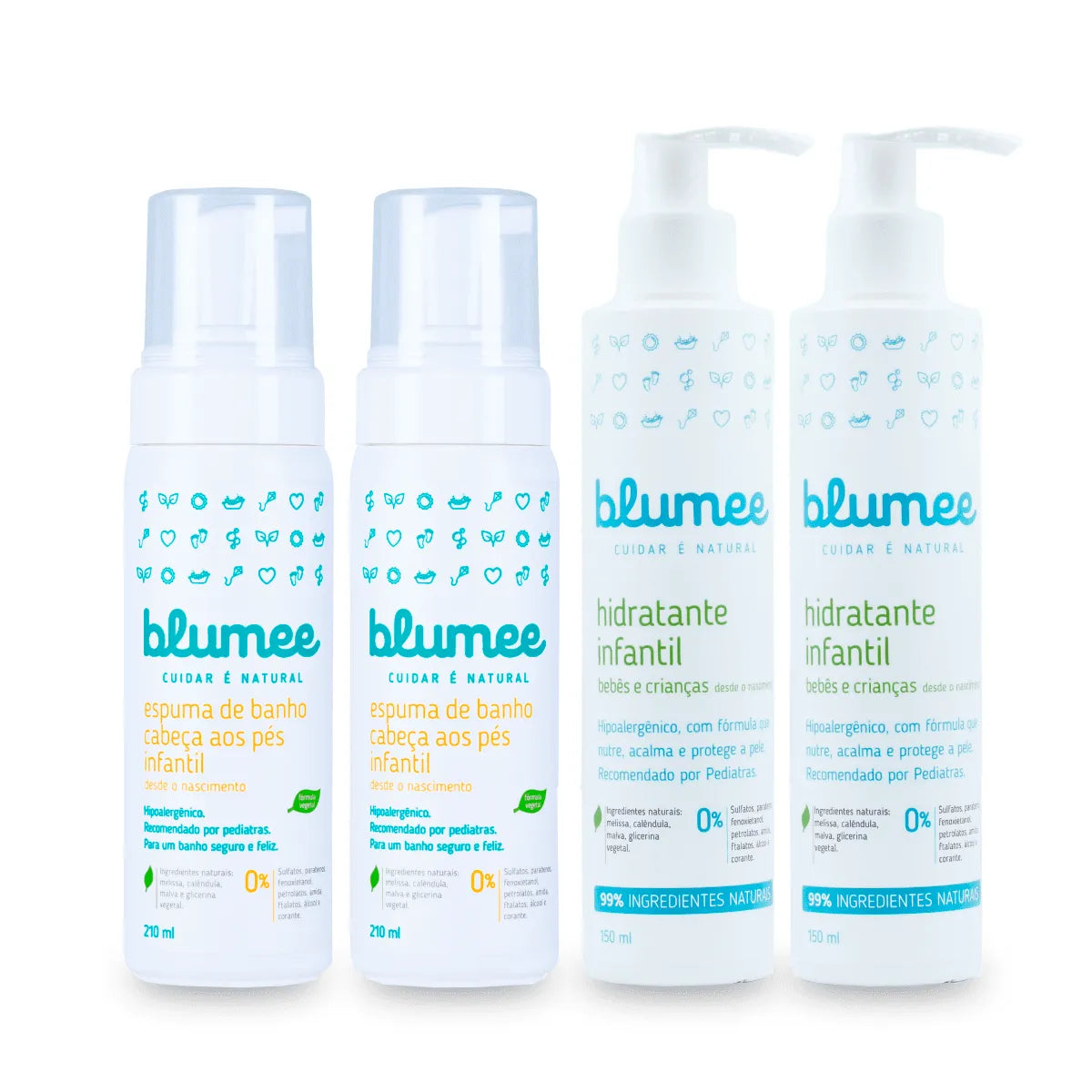 Kit Mamãe & Bebê Blumee: espuma de banho e hidratante para toda a família