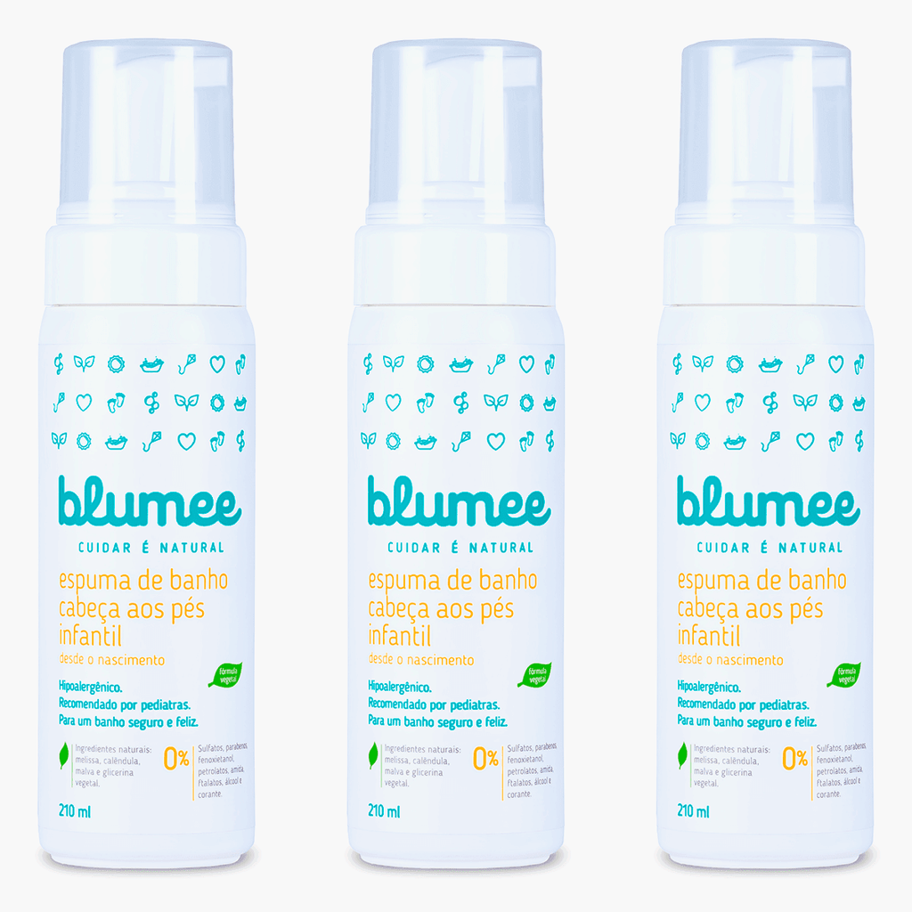 Kit Chuá Blumee: três espumas de banho Natural & Vegano cabeça aos pés