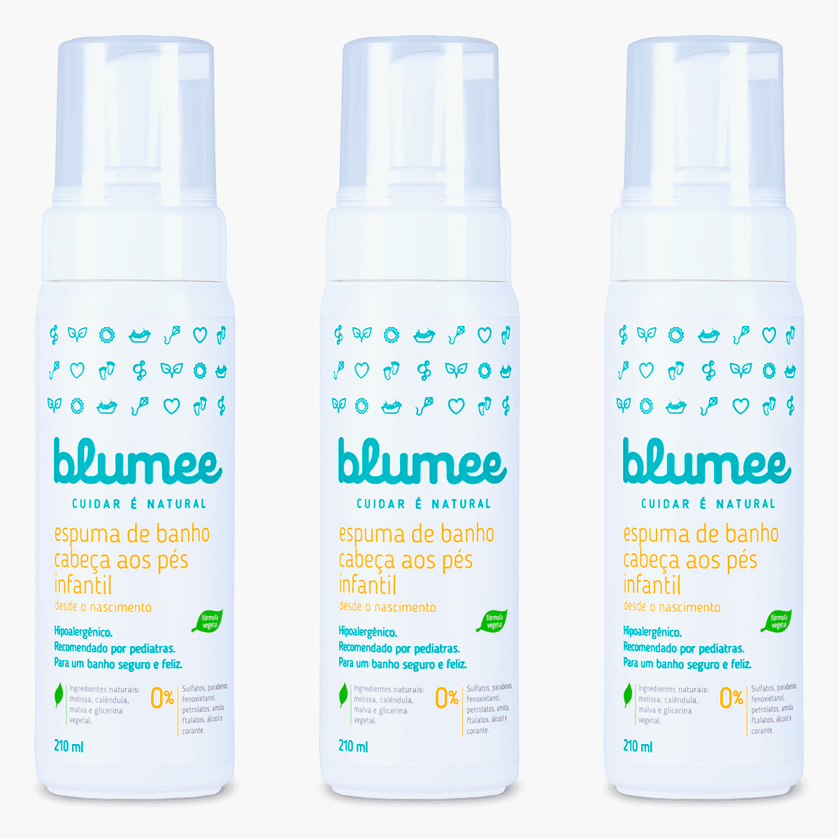 Kit Chuá Blumee: três espumas de banho Natural & Vegano cabeça aos pés