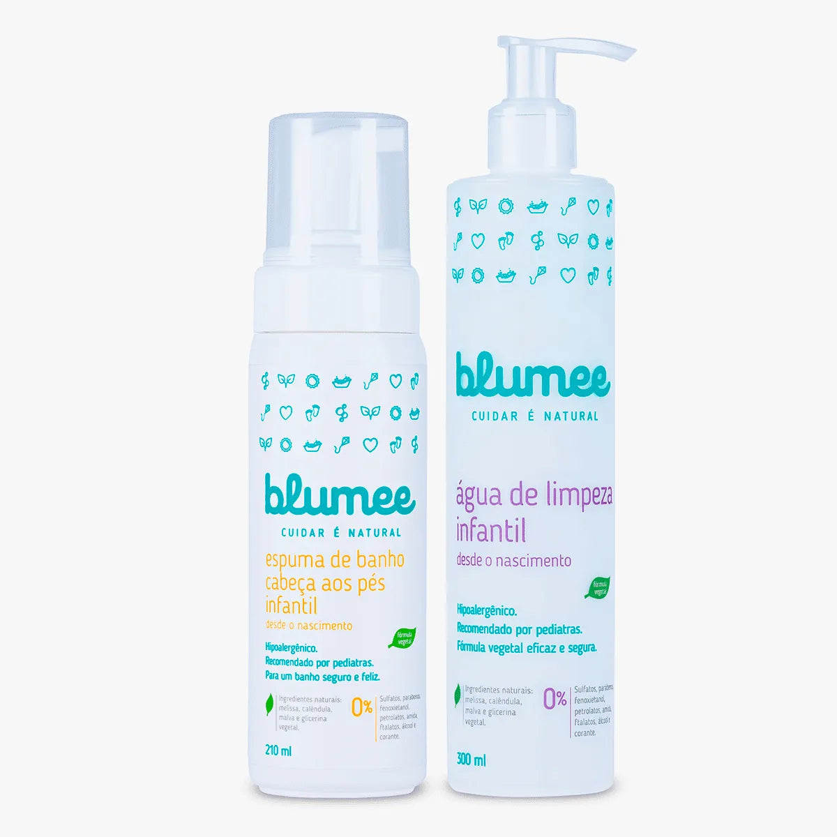 Kit Recém-Nascido Blumee: Espuma de Banho e Água de Limpeza Natural & Vegano