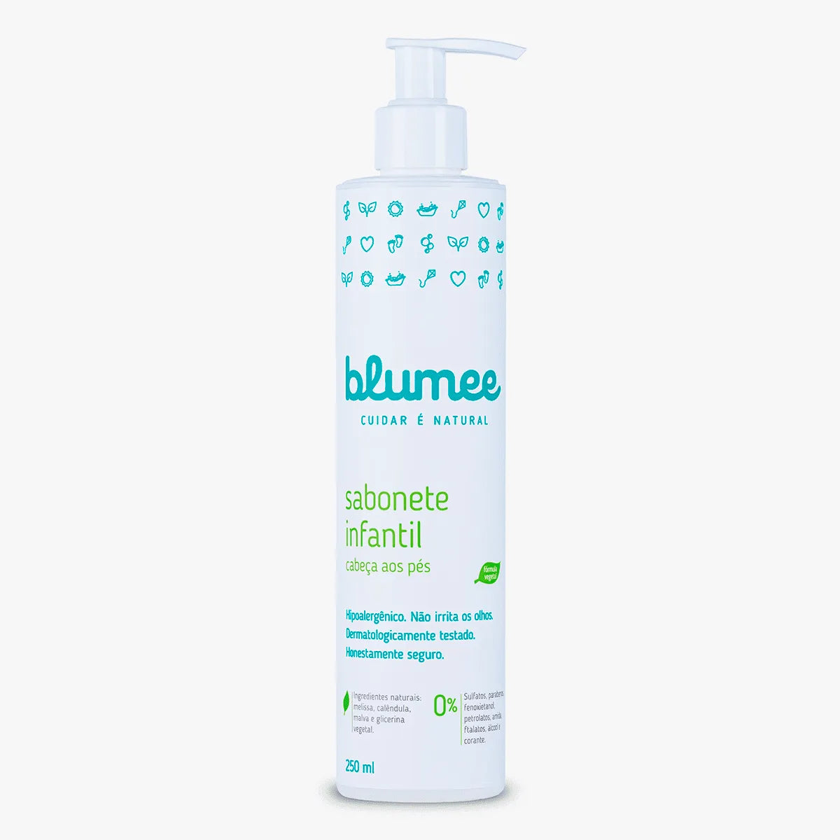 Sabonete Líquido Infantil Blumee 250ml, embalagem Natural & Vegana e hipoalergênica