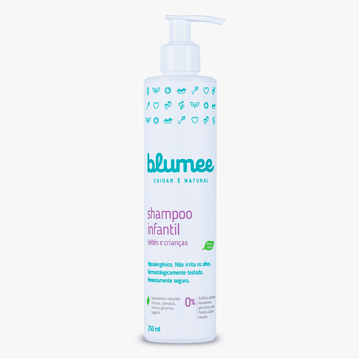 Shampoo Infantil Blumee 250ml, embalagem Natural & Vegano para bebês e crianças